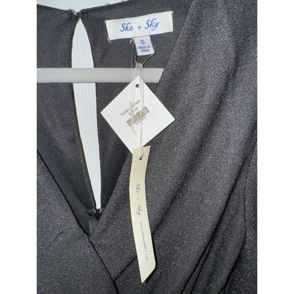 She + Sky Black Flutter Romper size Small NEW - Picture 4 of 8